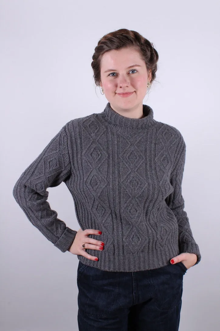 1940s / 1950s vintage style turtleneck pullover - Dark grey - Inger