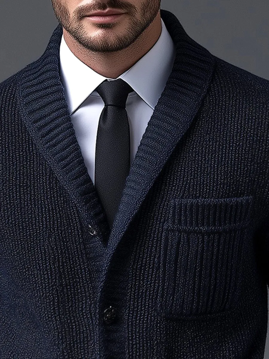 【24-hour shipping】Solid Color Lapel 3 Pockets Knitted Cardigan