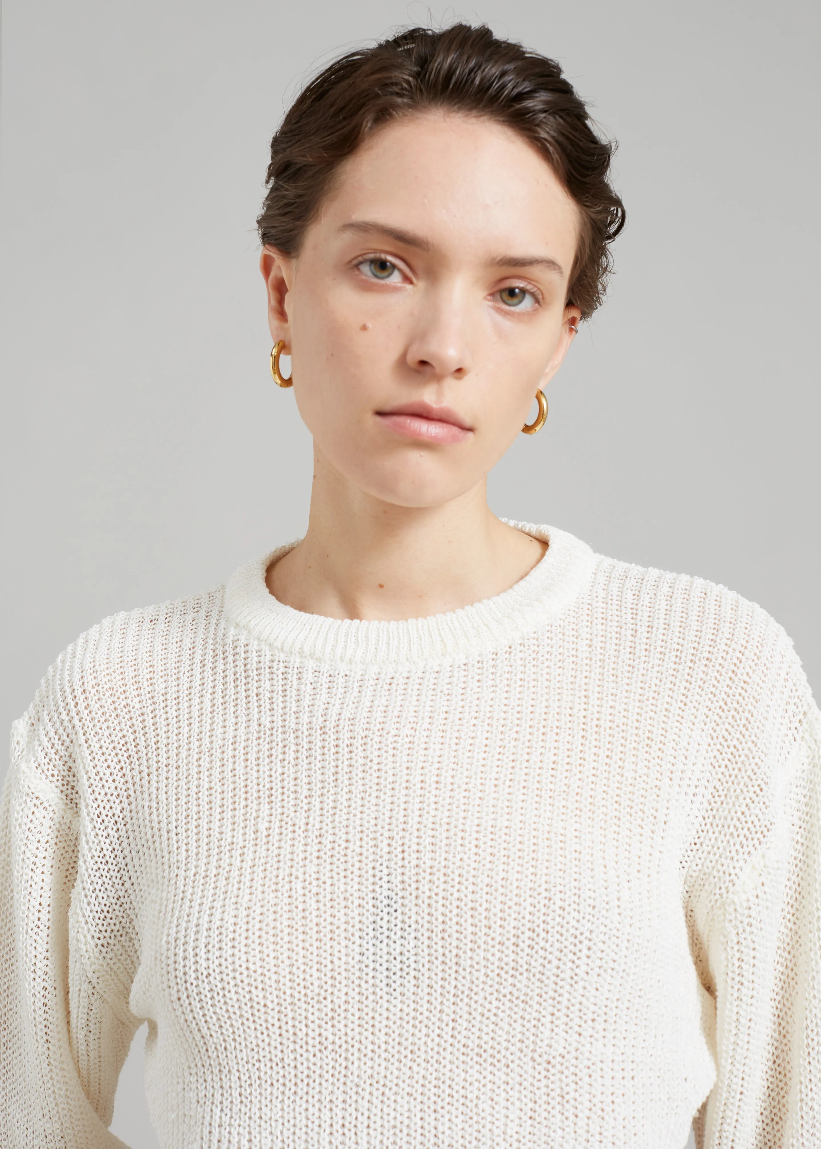 Abi Cropped Knit Top - Cream