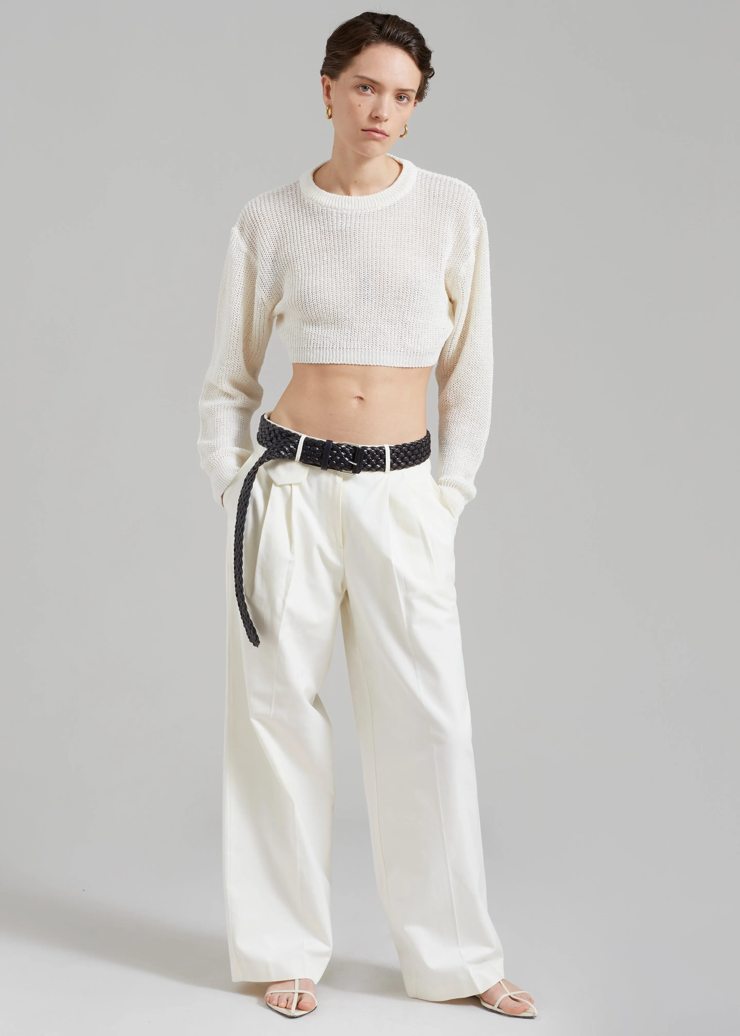 Abi Cropped Knit Top - Cream