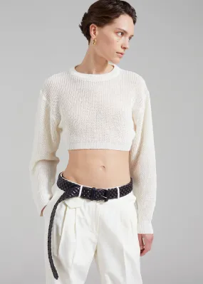 Abi Cropped Knit Top - Cream
