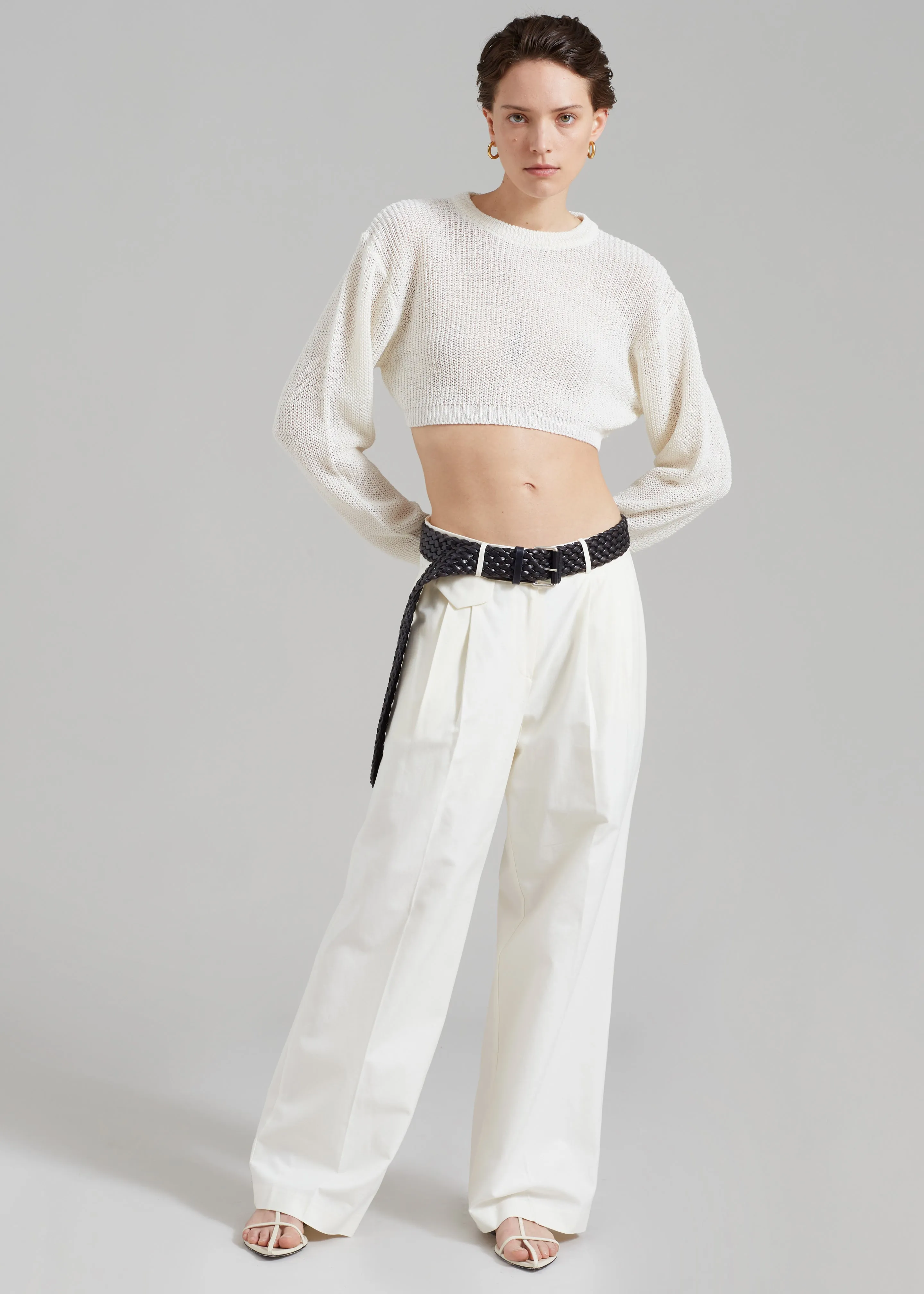 Abi Cropped Knit Top - Cream