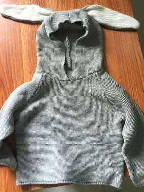 Adorable Rabbit Ear Pattern Hooded Crochet Pullover Thanksgiving Knitwear Clothes for Winter