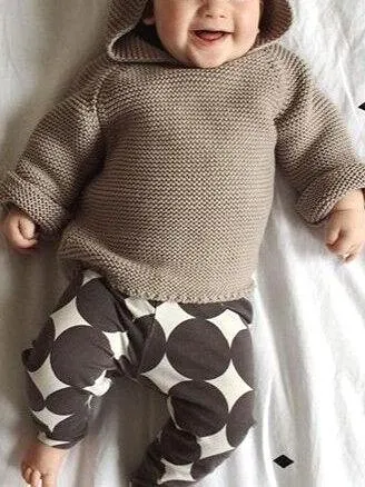Adorable Rabbit Ear Pattern Hooded Crochet Pullover Thanksgiving Knitwear Clothes for Winter