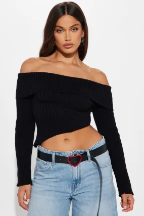 After Midnight Off Shoulder Sweater - Black
