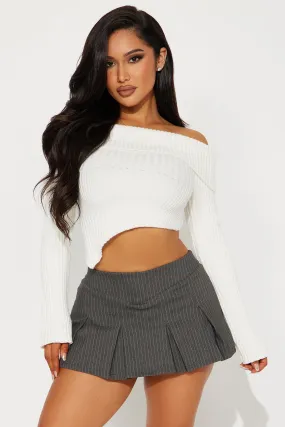 After Midnight Off Shoulder Sweater - White