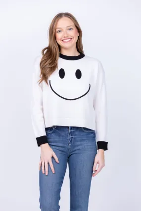 Alice   Olivia Ziggy Crewneck Pullover in Soft White/Black