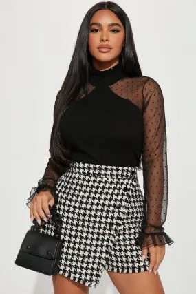 All Ruffled Up Mock Neck Sweater - Black