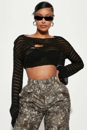All The Time Cut Out Cropped Sweater - Black