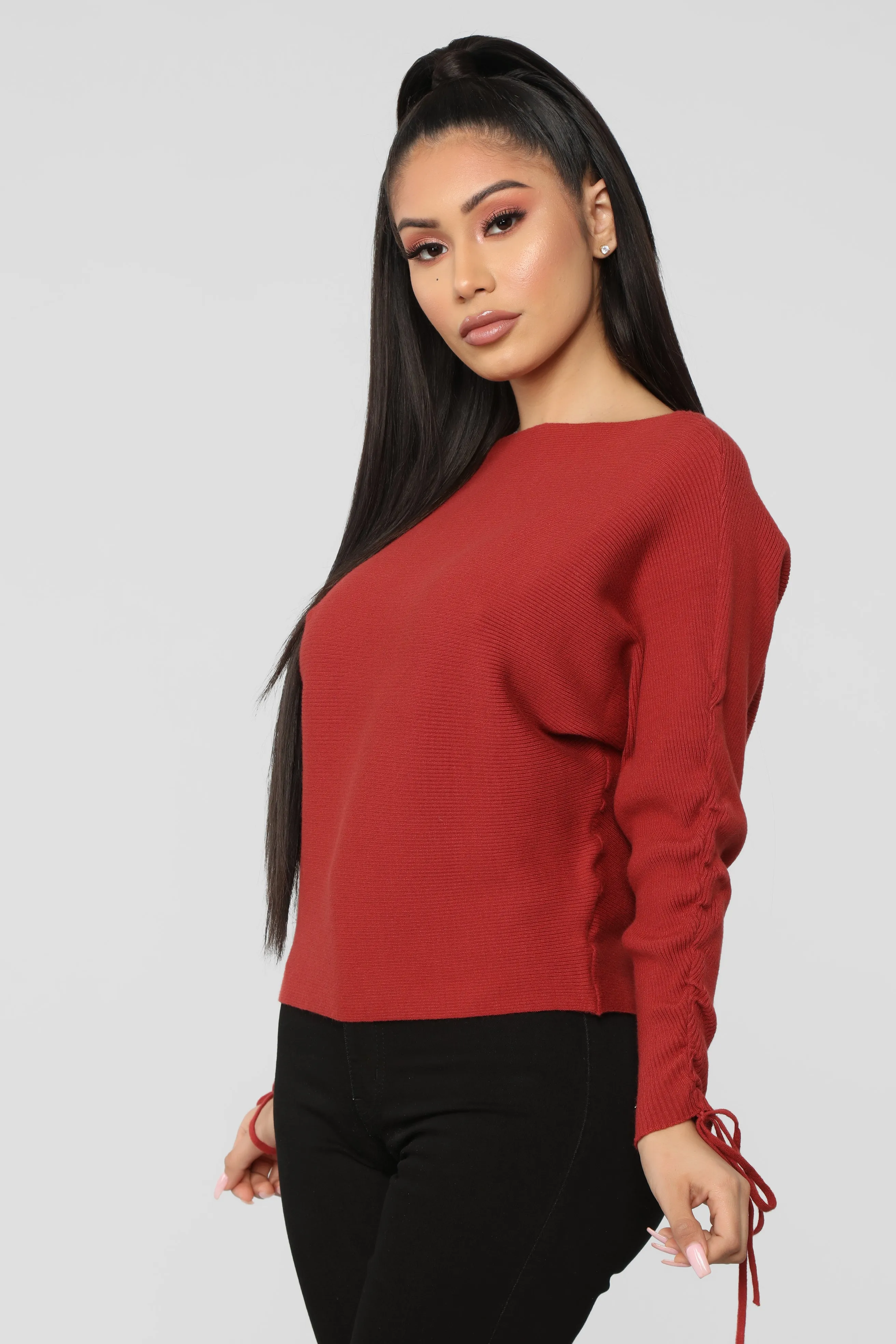 Ana Ruched Sweater - Rust