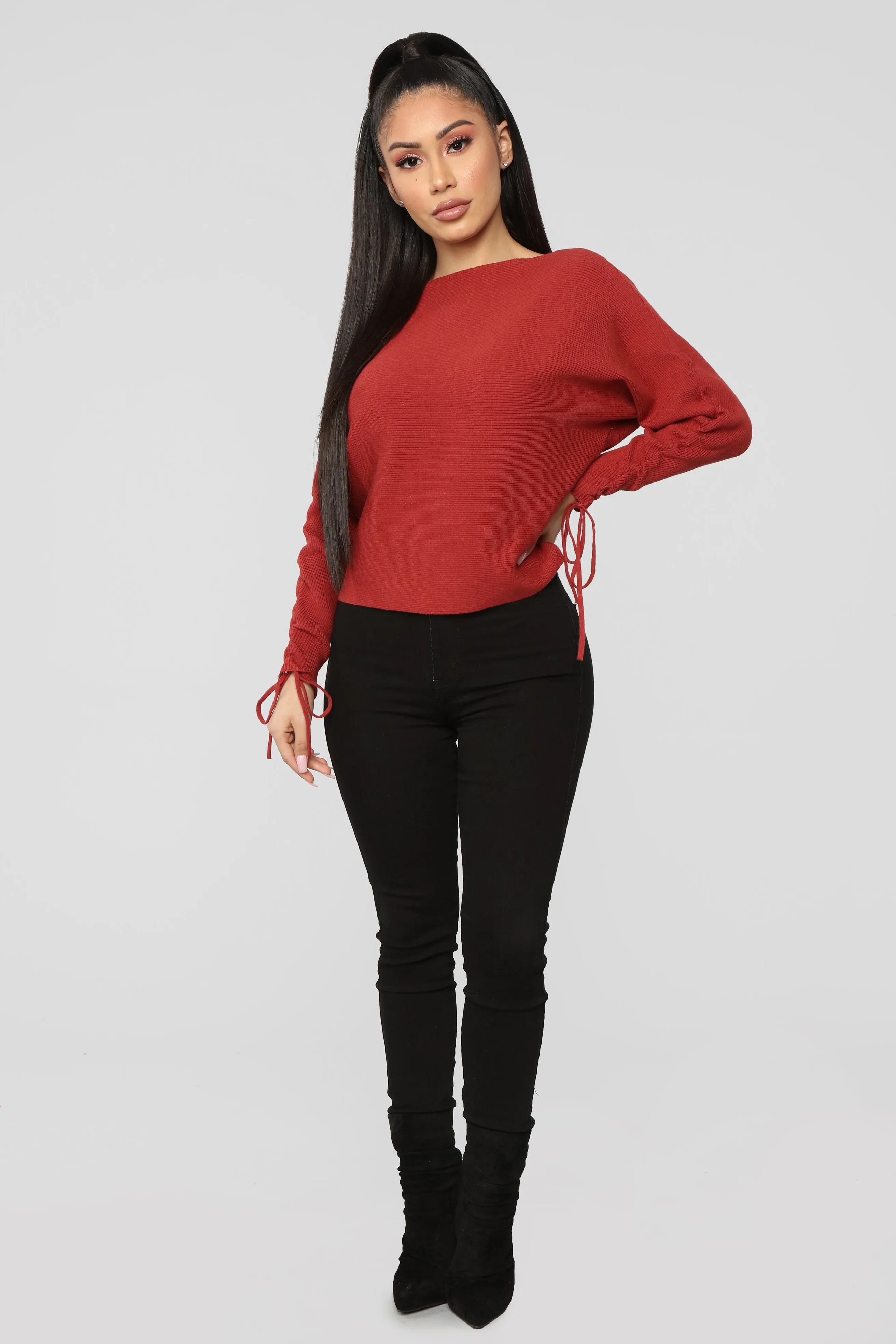 Ana Ruched Sweater - Rust