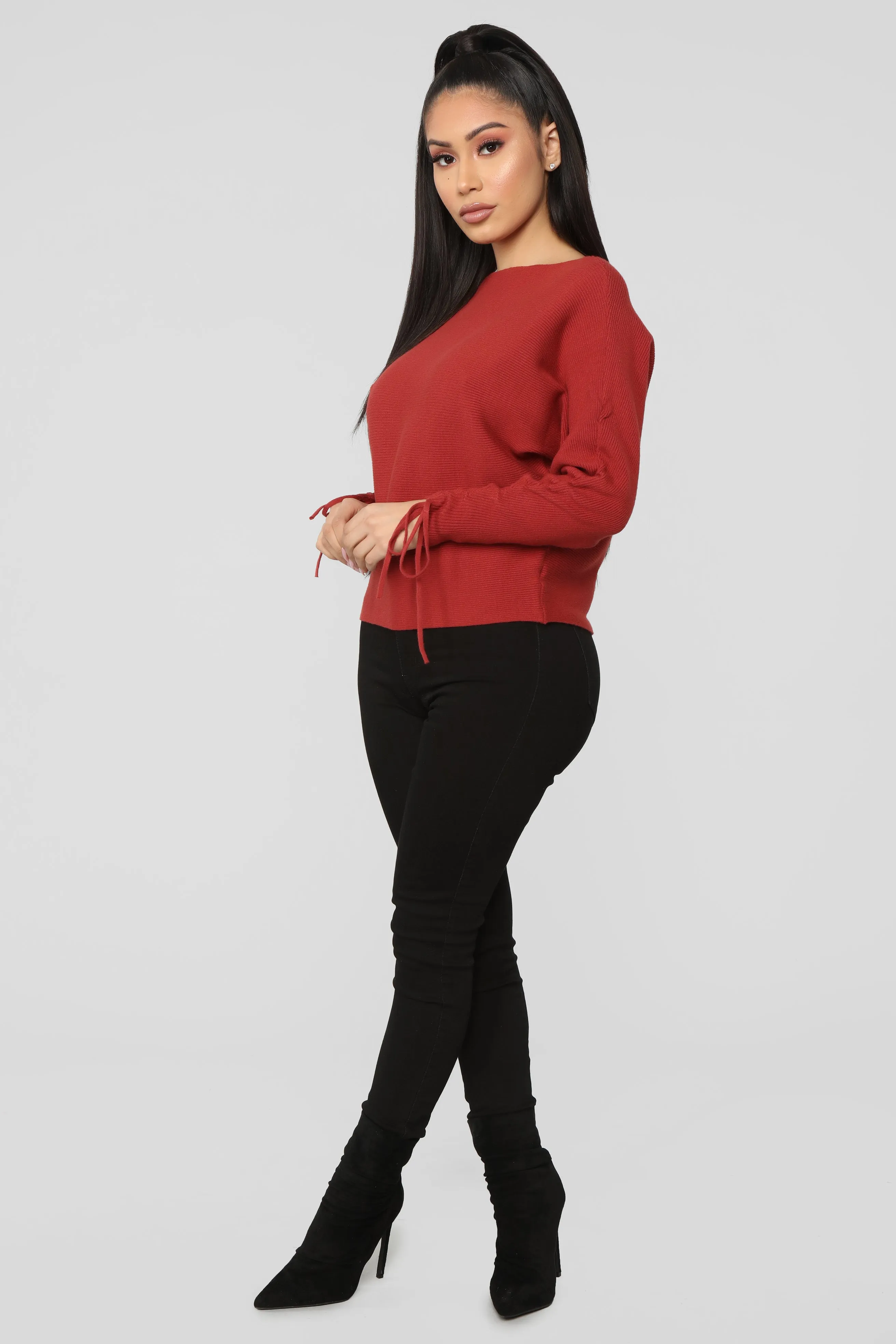 Ana Ruched Sweater - Rust