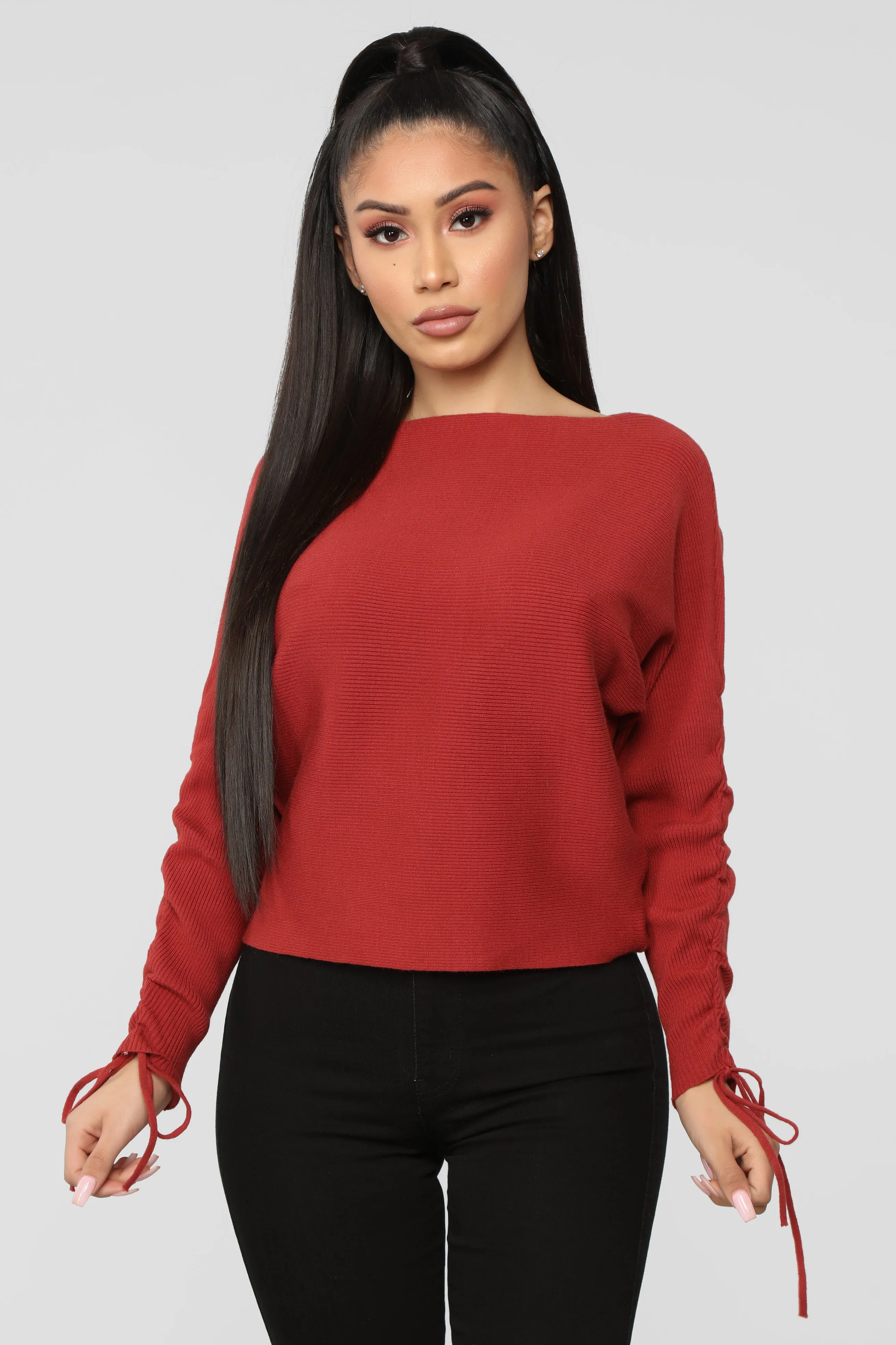 Ana Ruched Sweater - Rust