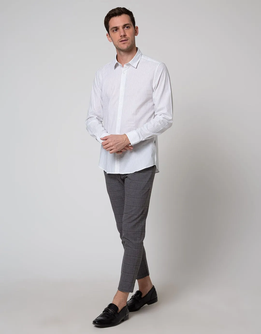 Andrew Smith Plaid Formal Celana Panjang Pria