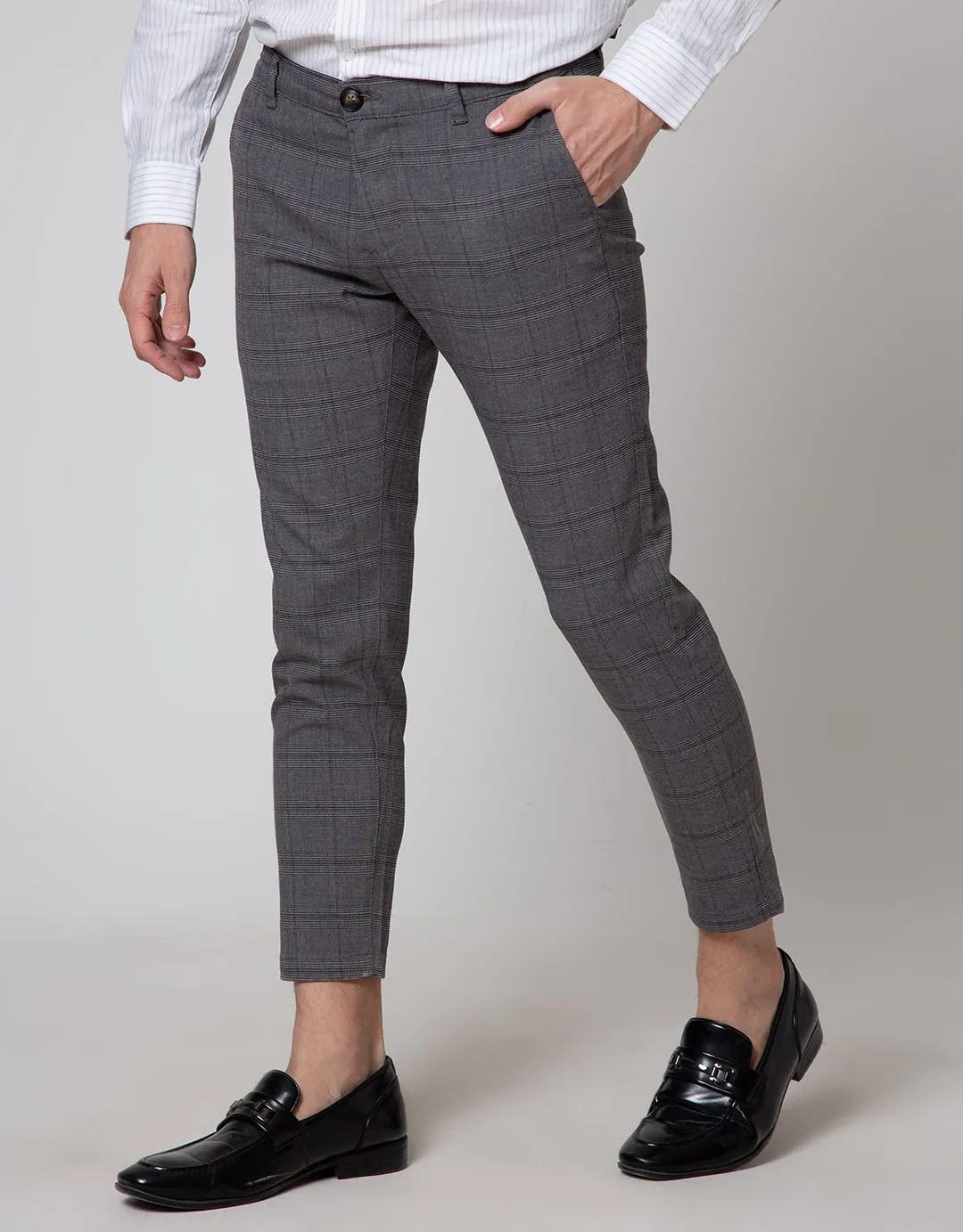 Andrew Smith Plaid Formal Celana Panjang Pria