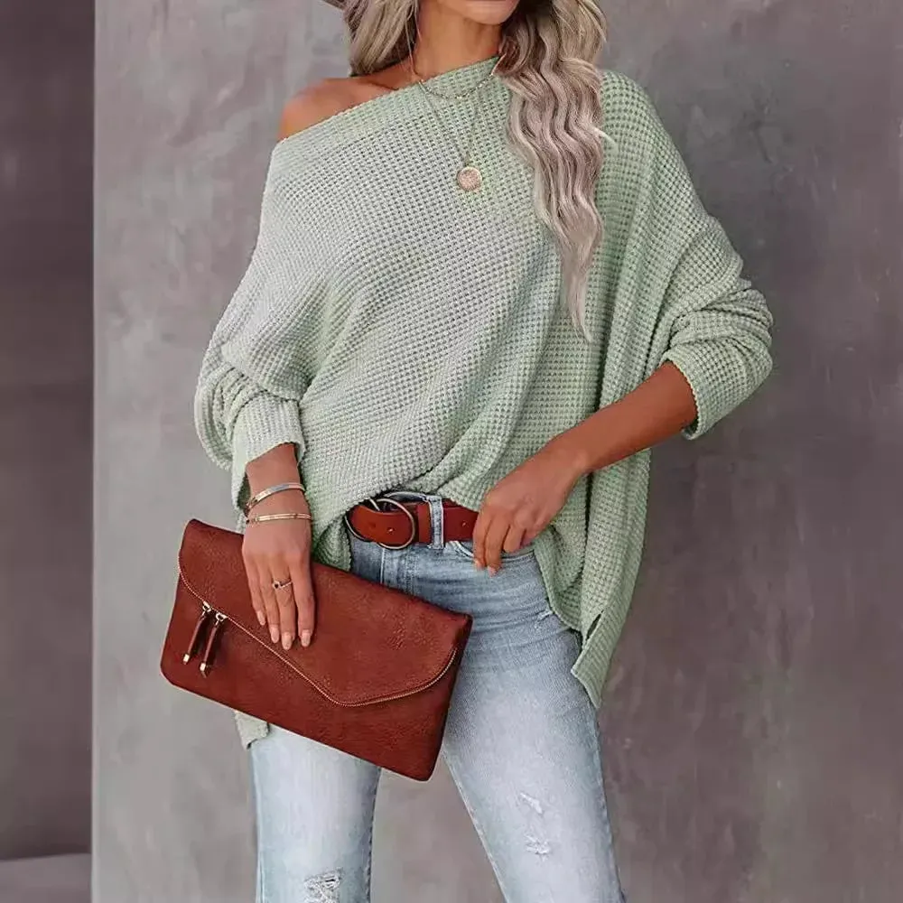 Asymmetric Hems Textured Knit Casual Top