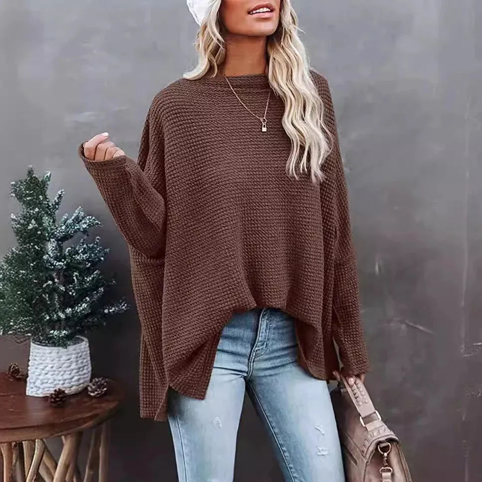 Asymmetric Hems Textured Knit Casual Top