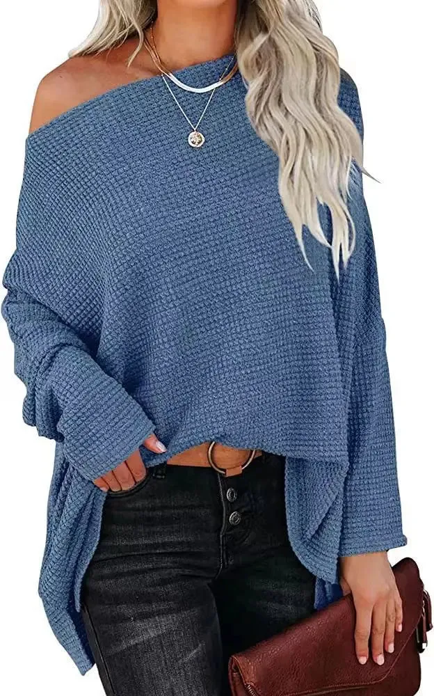 Asymmetric Hems Textured Knit Casual Top