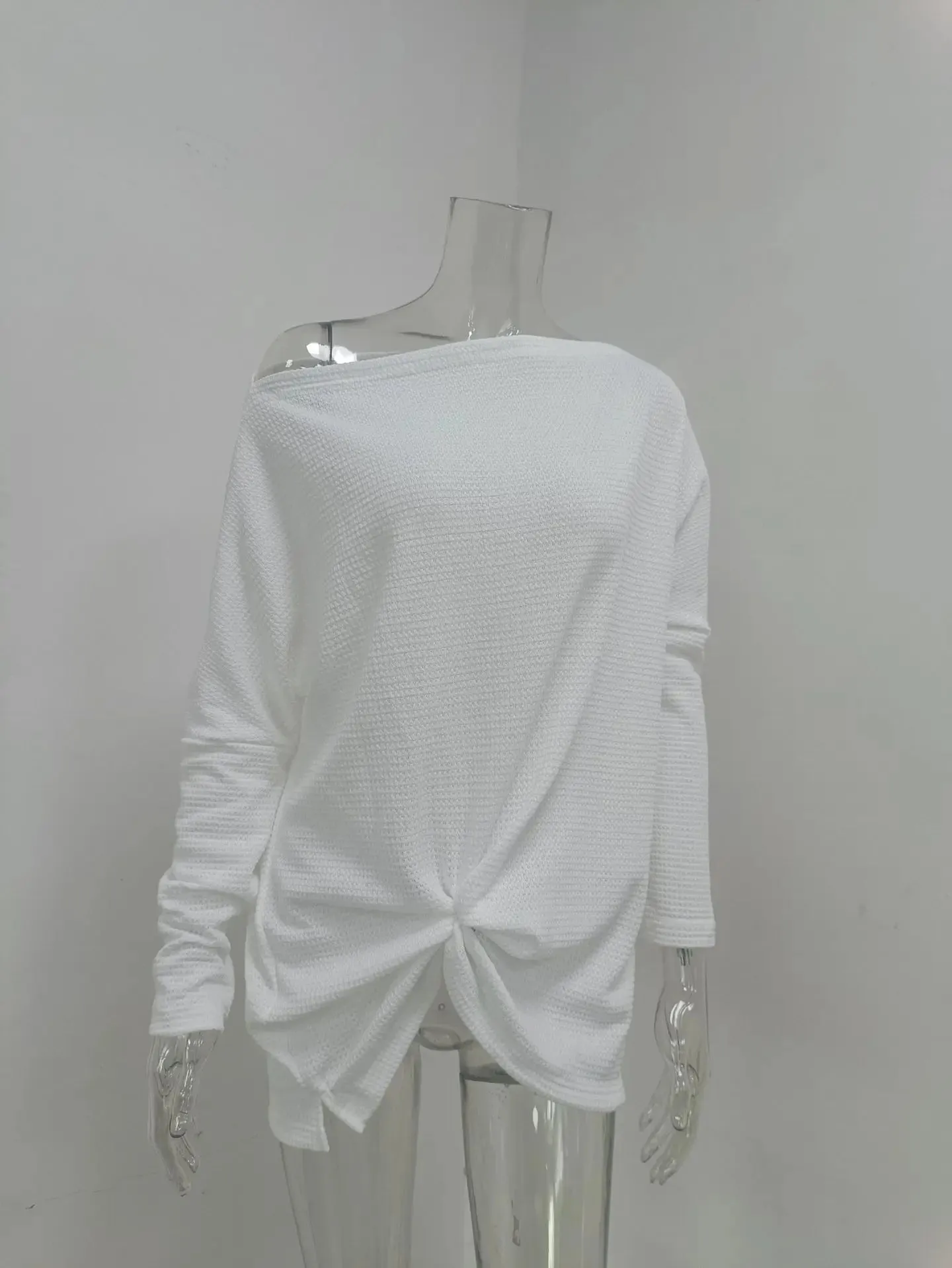 Asymmetric Hems Textured Knit Casual Top