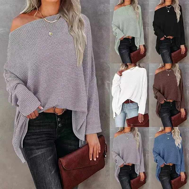 Asymmetric Hems Textured Knit Casual Top