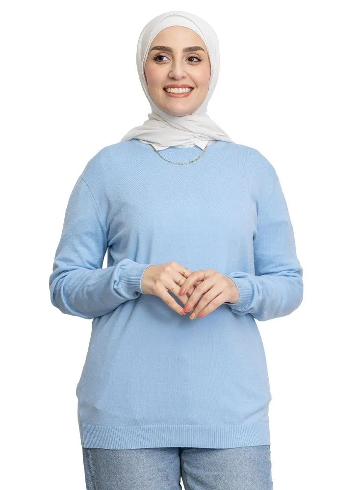Baby Blue Round Knit Pullover