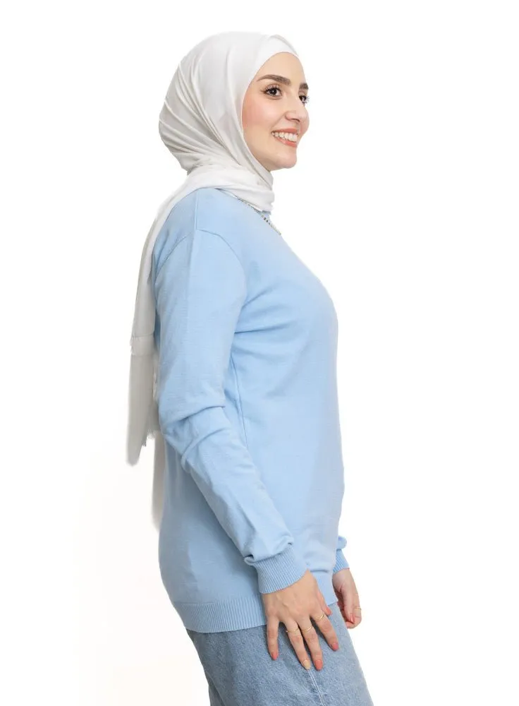 Baby Blue Round Knit Pullover