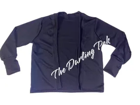 Basic Length Cardigan - Black French Terry