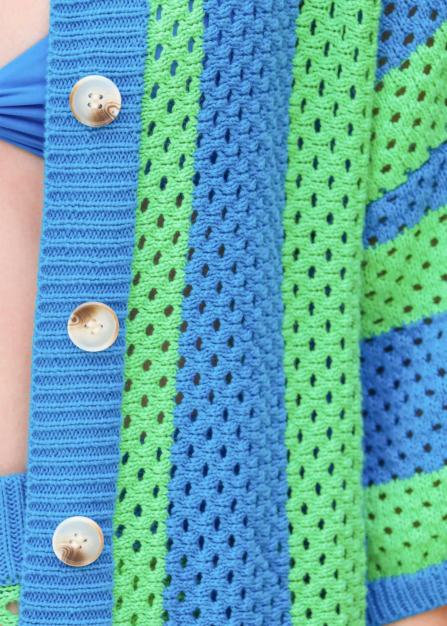 Beachside Memories Crochet Shirt - Green/Blue