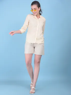Beige Cotton Mini Chinos Shorts