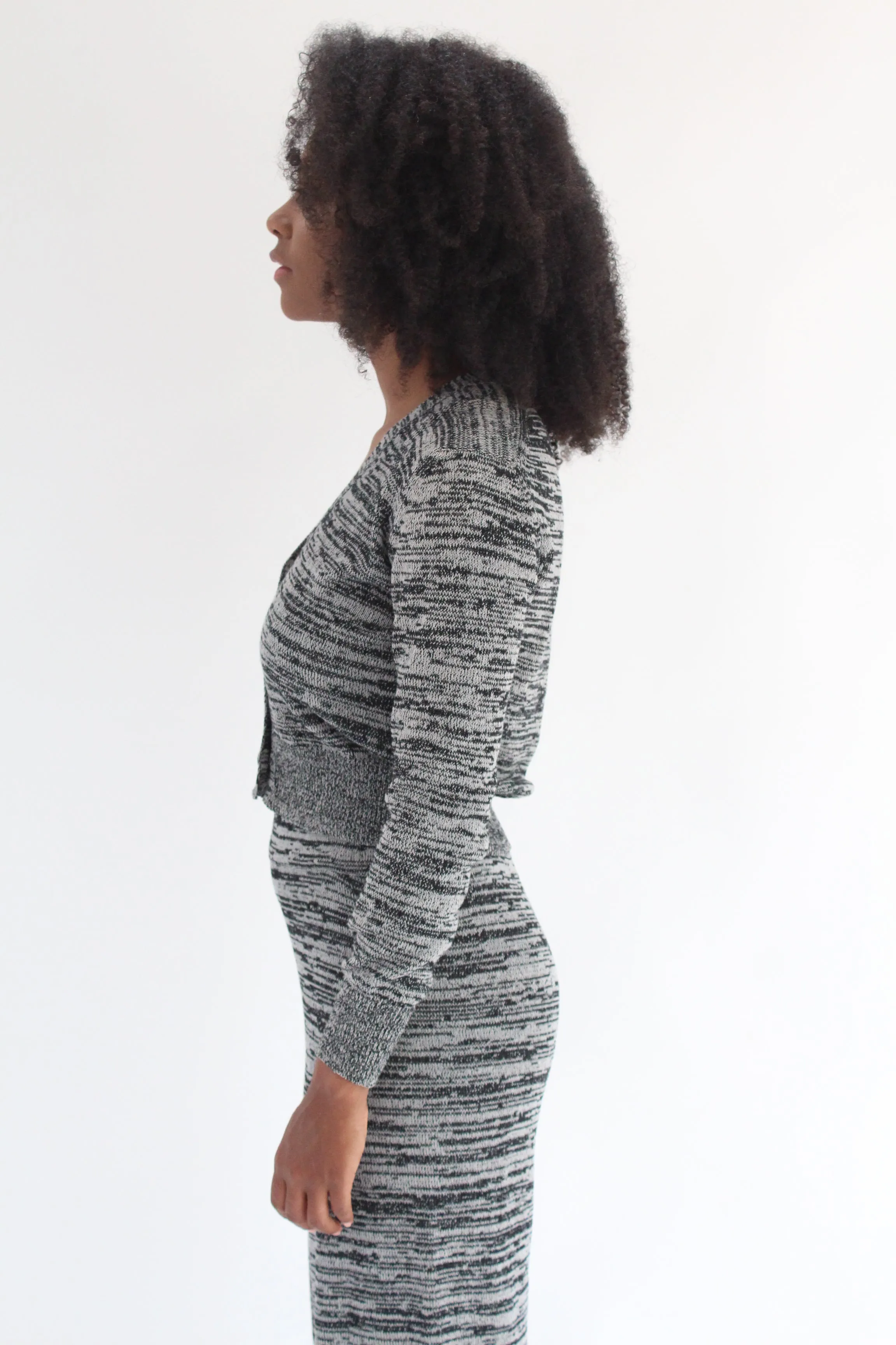 Beklina Cotton Knit Cardigan Black/Grey