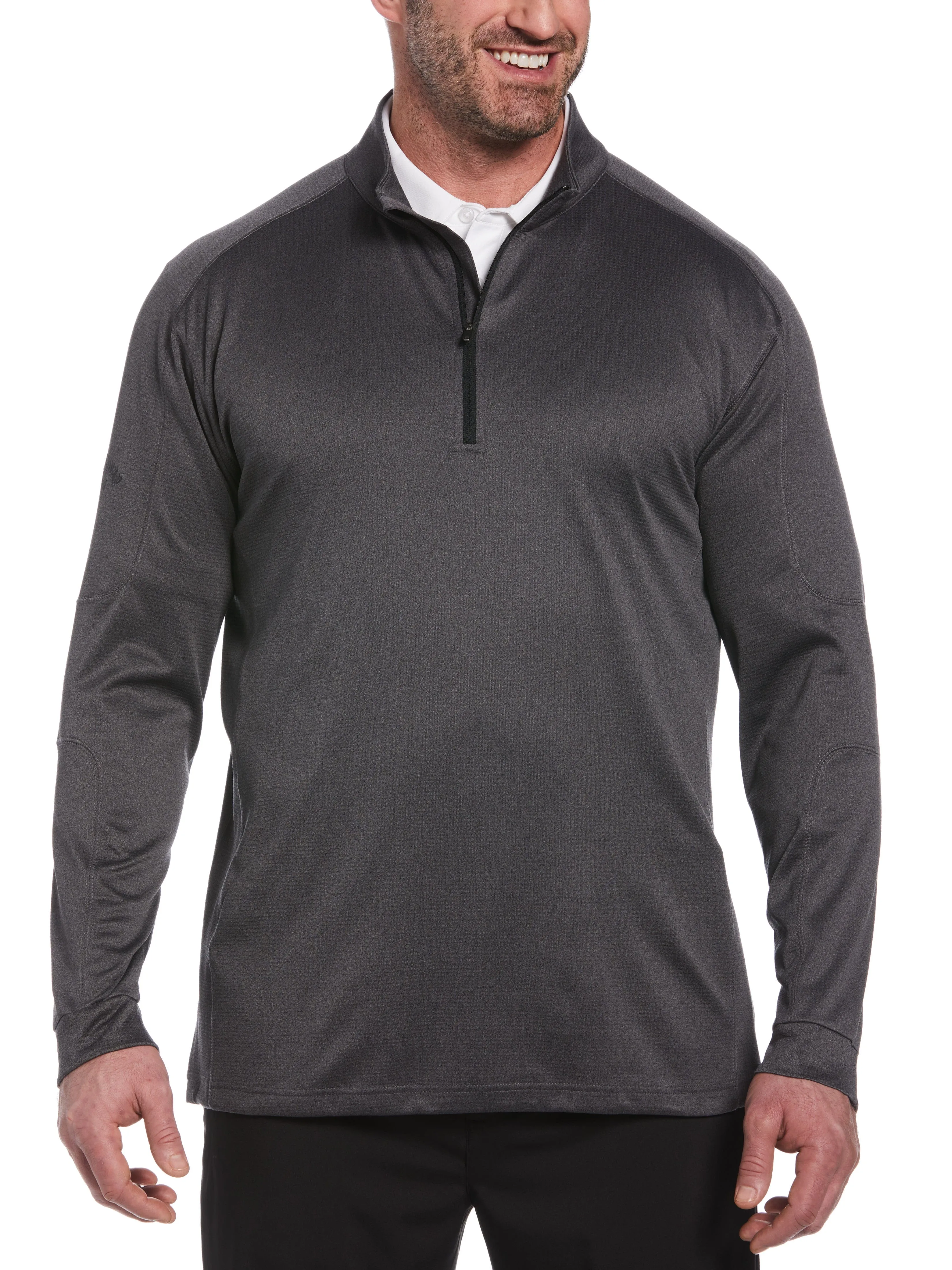 Big & Tall Midweight Waffle Knit Fleece 1/4 Zip Golf Sweater
