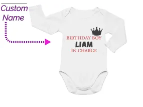 Birthday in Charge Bodysuit Present Personalized Boy Name on Ideal for Birthday