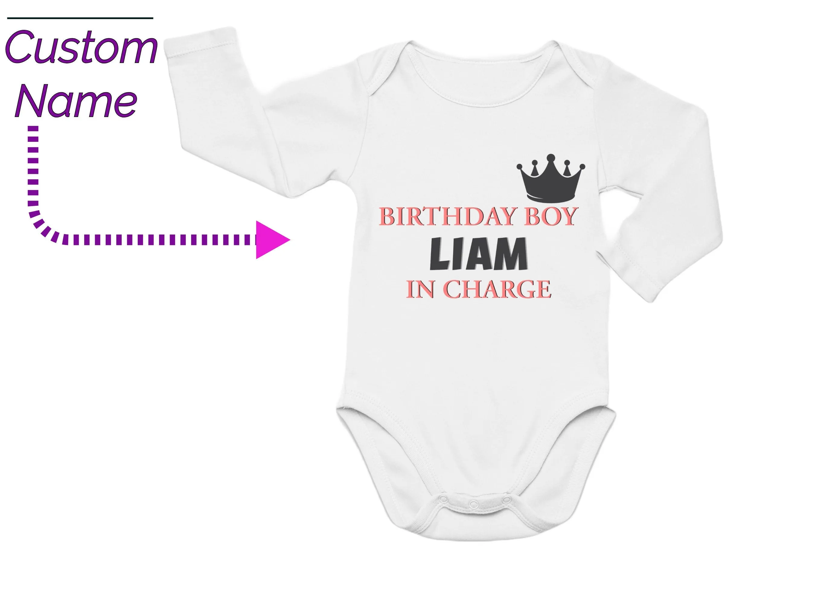 Birthday in Charge Bodysuit Present Personalized Boy Name on Ideal for Birthday