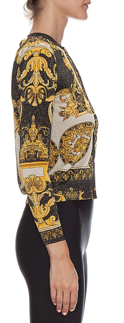 Black and Gold Signature Print Cardigan