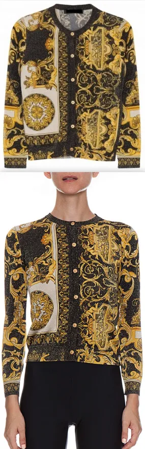 Black and Gold Signature Print Cardigan