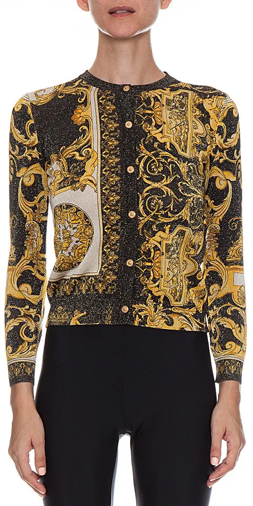 Black and Gold Signature Print Cardigan