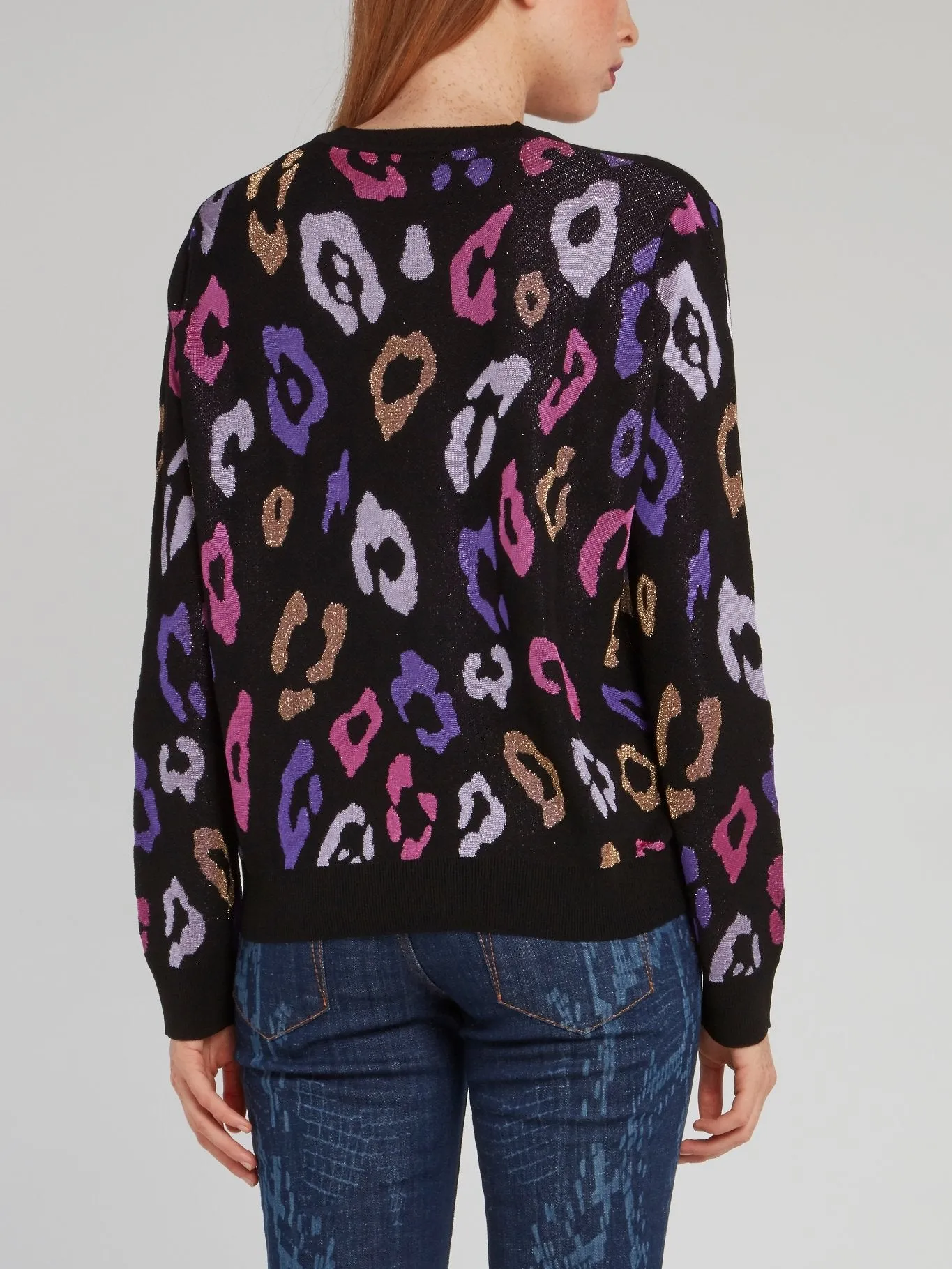 Black Glitter Fabric Printed Pullover