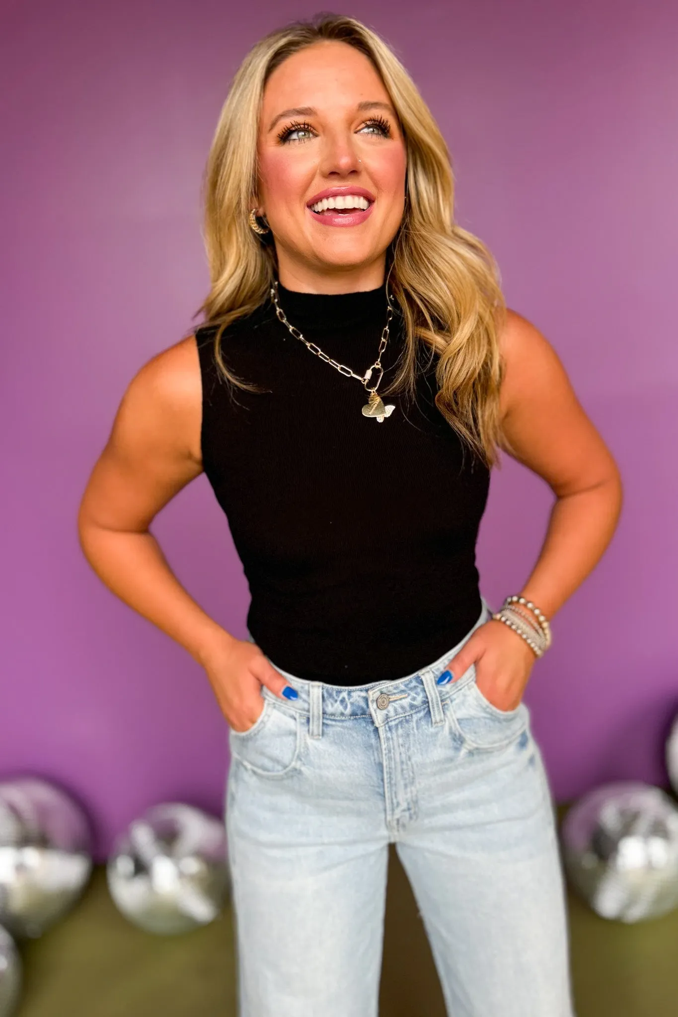 Black Mock Neck Sleeveless Bodysuit *FINAL SALE*