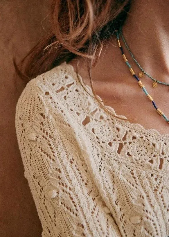 both sides can wear crochet knit top