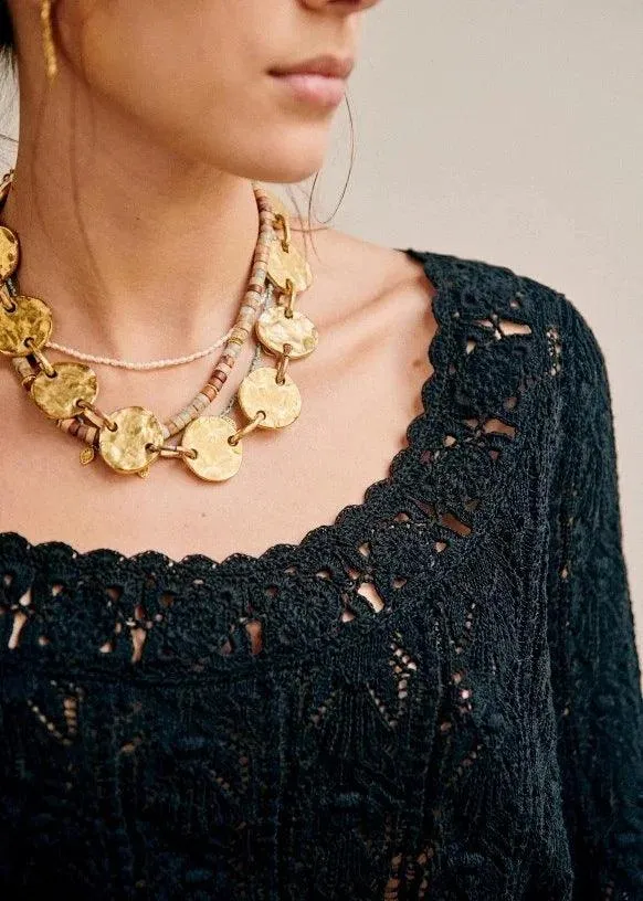 both sides can wear crochet knit top