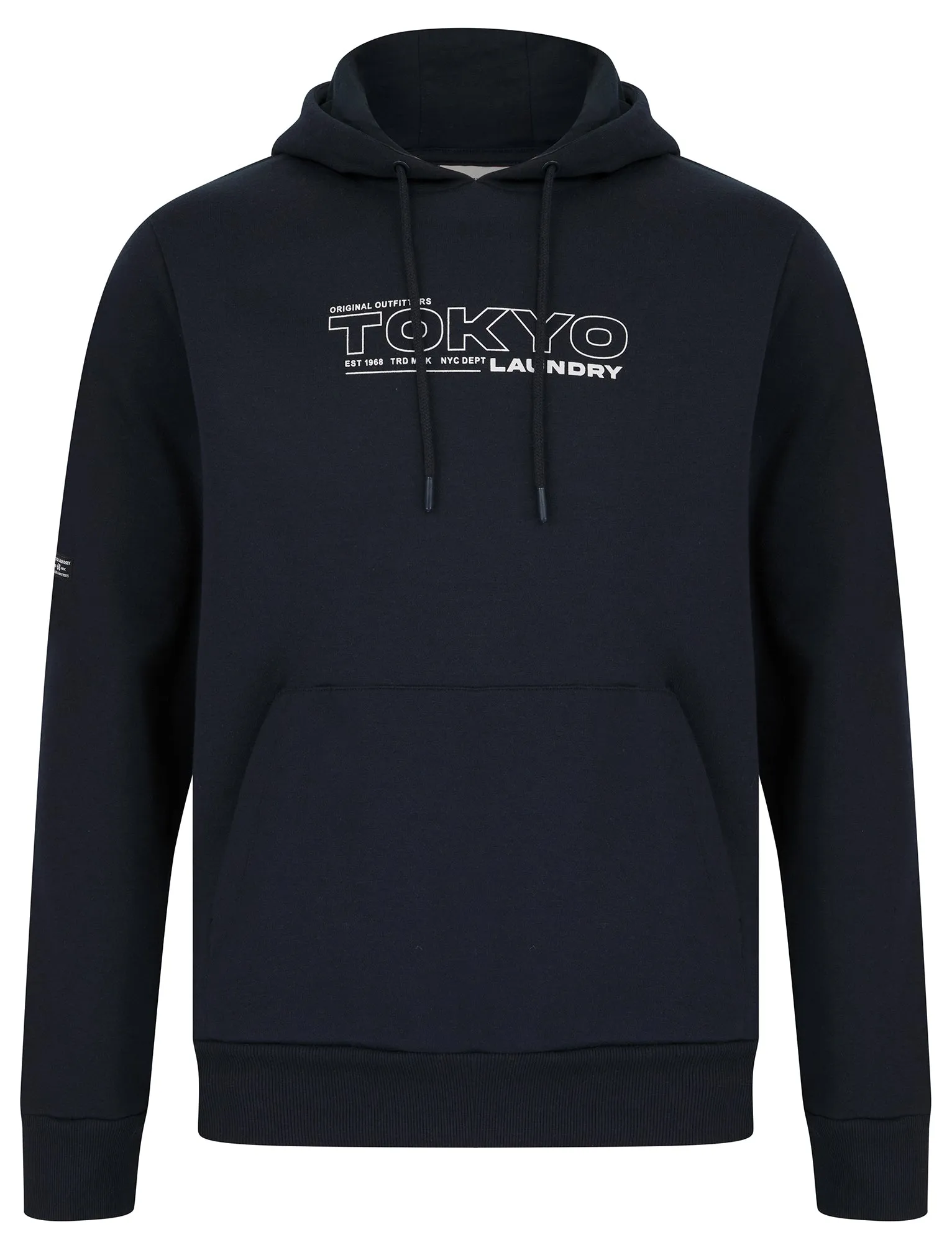 Brody Motif Brushback Fleece Pullover Hoodie in Sky Captain Navy - Tokyo Laundry