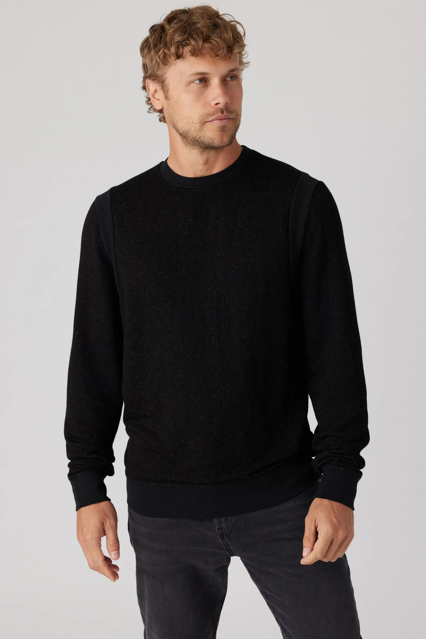 Brushed Boucle Rib Pullover - Black