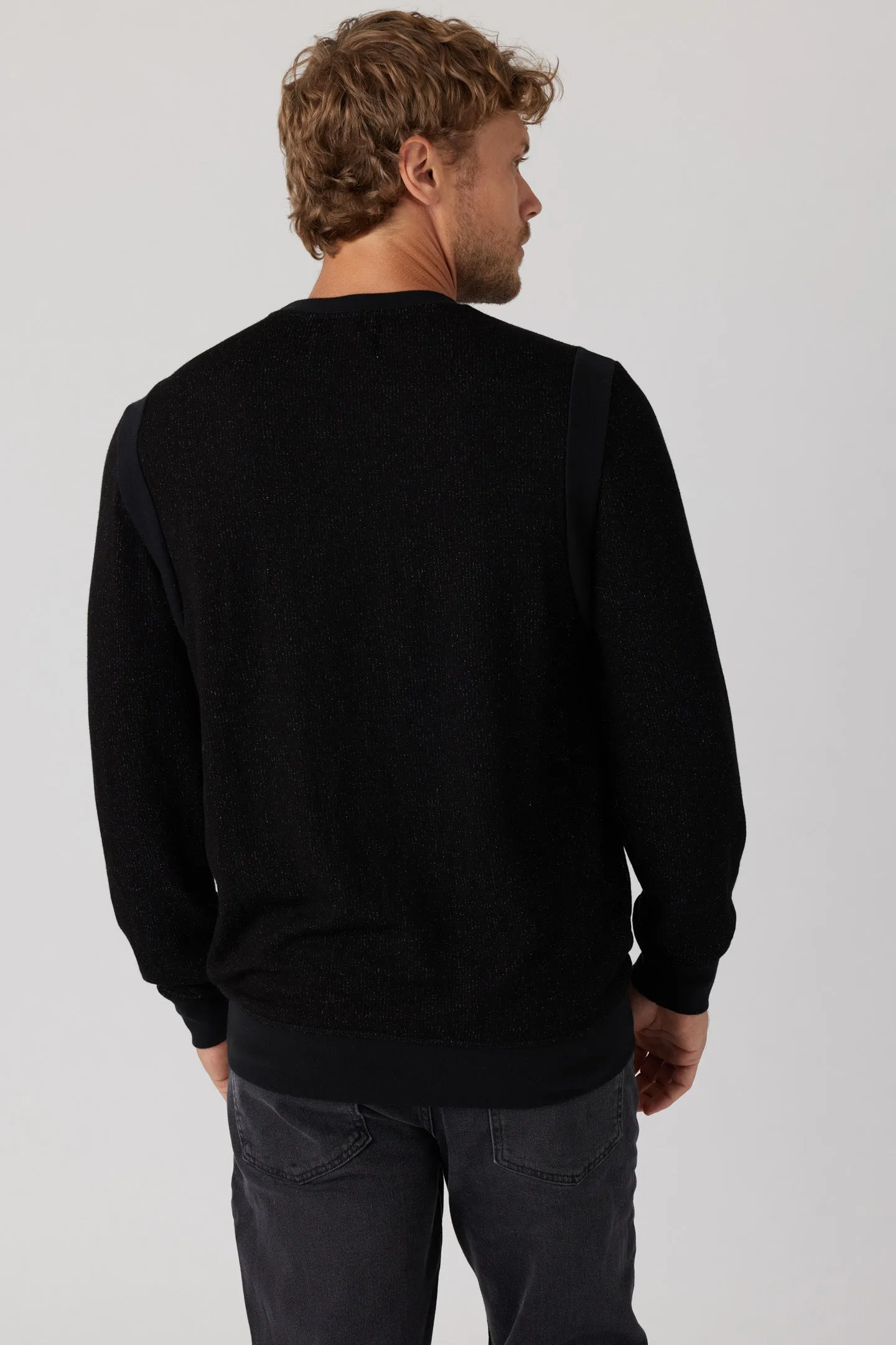 Brushed Boucle Rib Pullover - Black