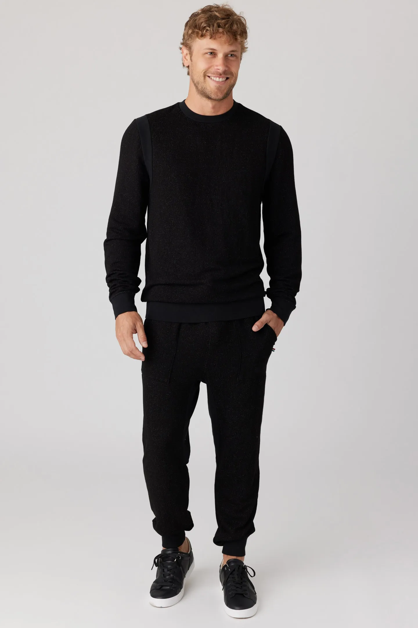 Brushed Boucle Rib Pullover - Black