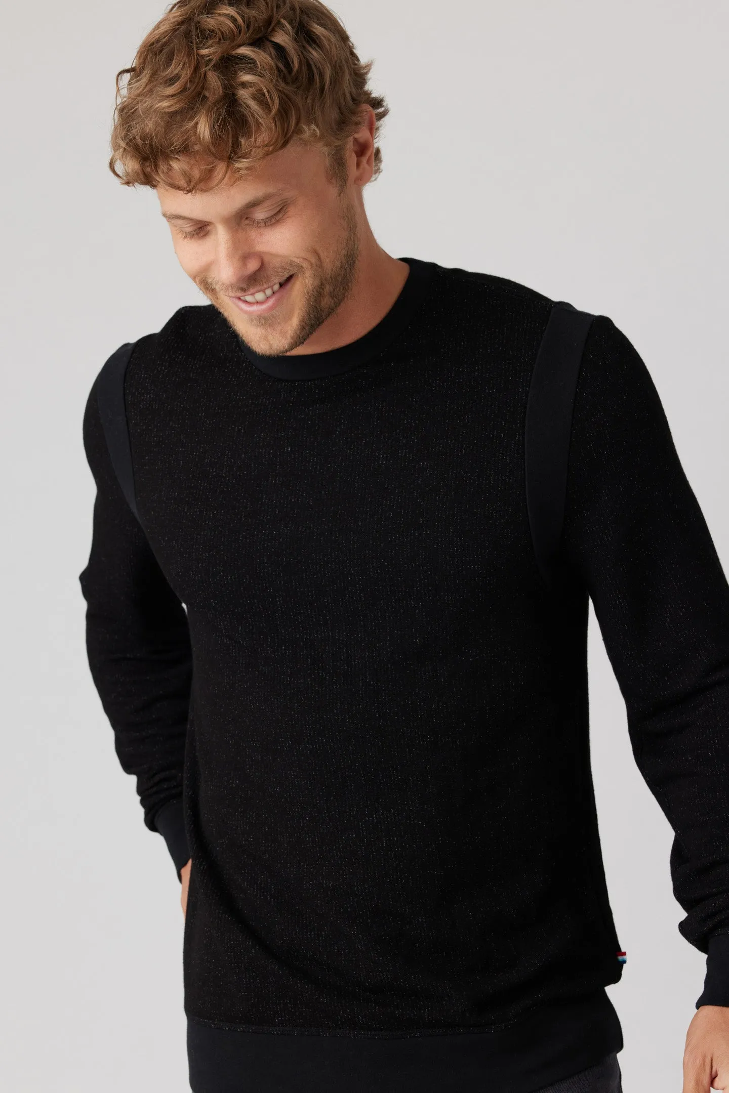 Brushed Boucle Rib Pullover - Black