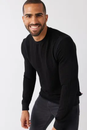 Brushed Boucle Rib Pullover - Black