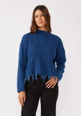 Cable Knit Long Sleeve Funnel Neck Sweater