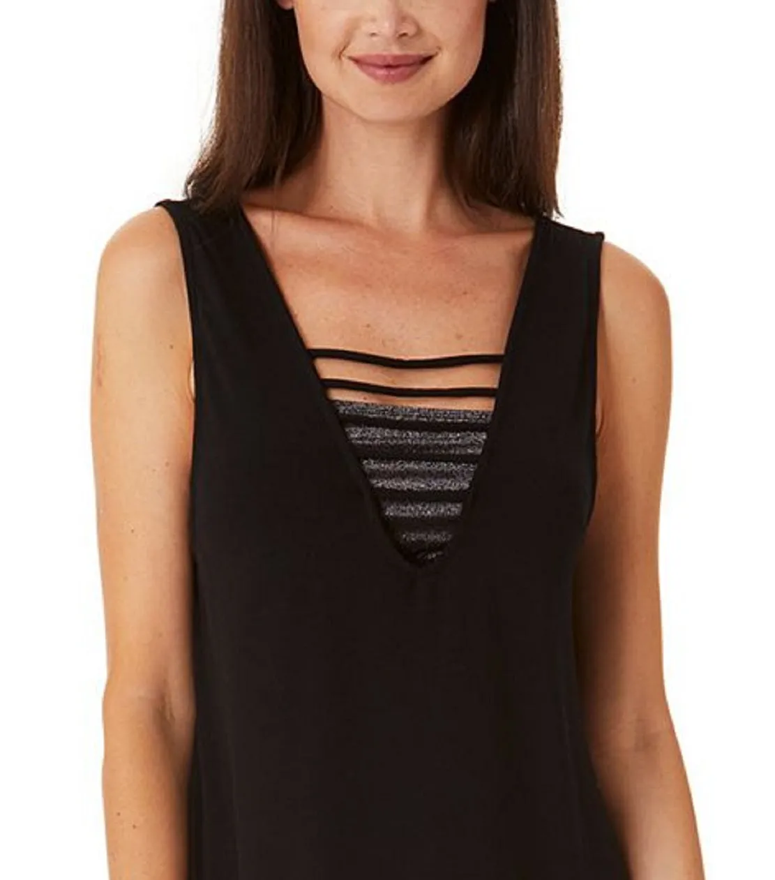 California Waves Junior's Strappy Swim Cover Up Dress Swimsuit Black