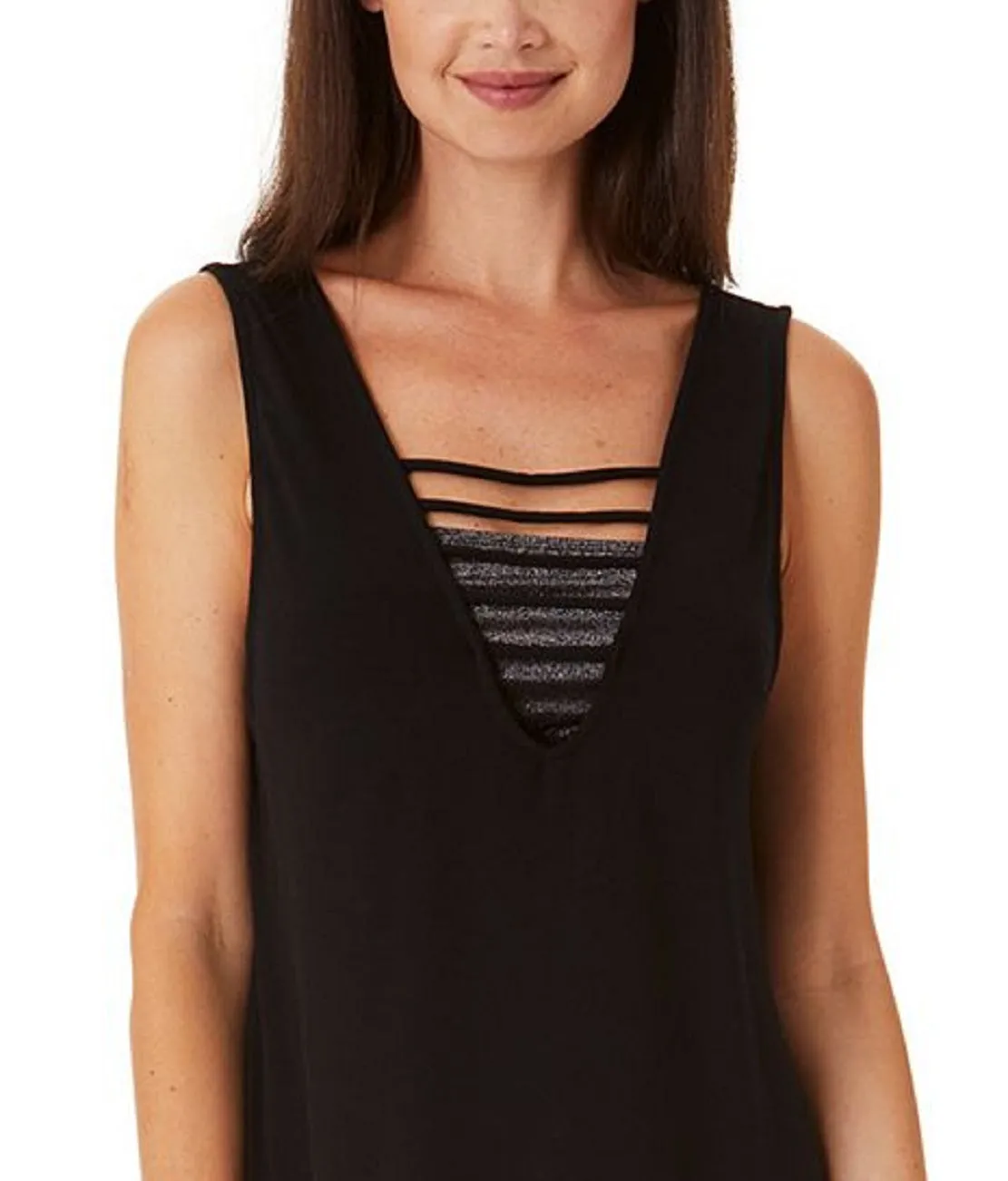California Waves Junior's Strappy Swim Cover Up Dress Swimsuit Black