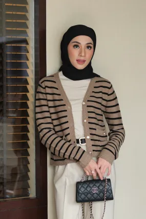 Candy Cardy - Mocca  - Cardigan Stripe Wanita -  KW1700580